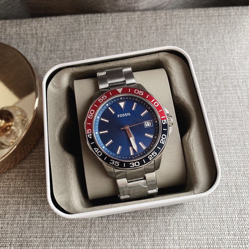 👑ผ่อน0%~แท้100%👑 นาฬิกาข้อมือFossil Men’s Bannon Three-Hand Date Blue Dial Stainless Steel Watch BQ2505 สีน้ำเงิน