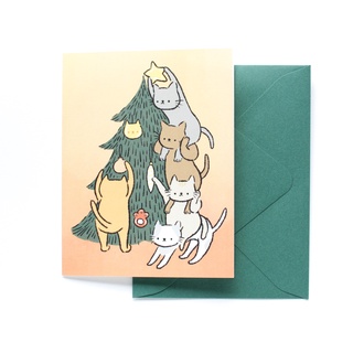 Pianissimo Press การ์ดอวยพรคริสต์มาสรูปแมว รุ่น Christmas Tree