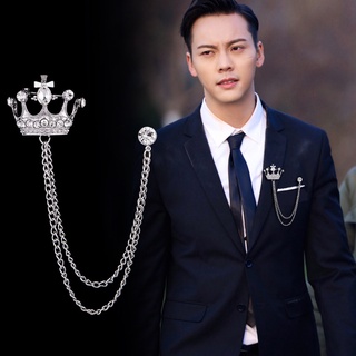 หรูหรา มงกุฎอังกฤษ เข็มกลัด Pins ชุดพู่โซ่ ย้อนยุค เสื้อยกทรง สําหรับผู้ชาย แฟชั่น เครื่องประดับ