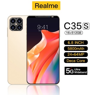 Realme โทรศัพท์ C35s Pro เดิม โทรศัพท์มือถือ (12GB+512GB) 5G โทรศัพท์มือถือบิ๊กขายมาร์ทโฟนเดิม โทรศัพท์ถูกๆ WiFi GPS COD