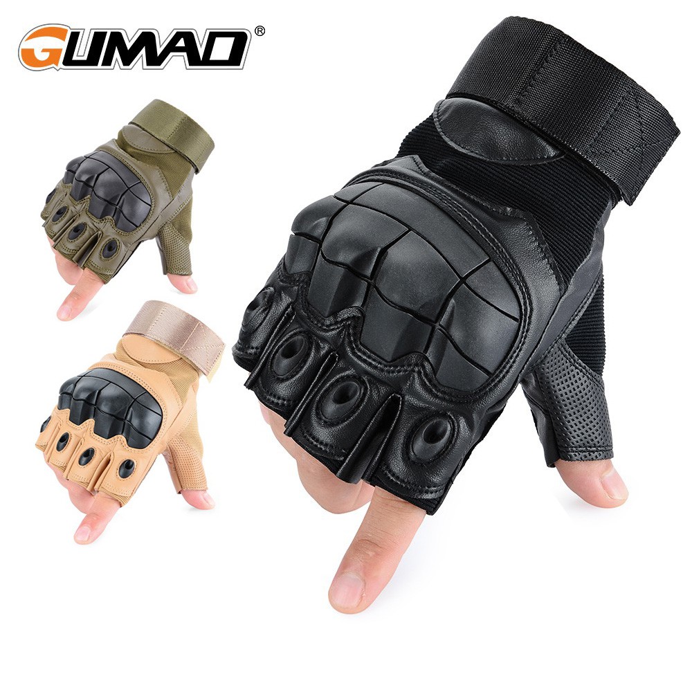 Gumao ถุงมือยุทธวิธีรถจักรยานยนต์ต่อสู้กลางแจ้งขี่จักรยานเดินป่าครึ่งนิ้วถุงมือสำหรับผู้ชายและผู้หญิง