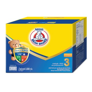 BEAR BRAND นมผง ตราหมี โพรเท็กซ์ชัน สูตร 3 นมผง รสน้ำผึ้ง 3000 กรัม