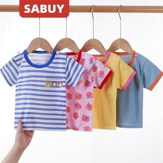 SABUY 2022 ฤดูร้อน เสื้อผ้าเด็ก เสื้อยืดแขนสั้น พิมพ์ลายเชอร์รี่ เด็กชาย และ เด็กหญิง ลายการ์ตูนน่ารัก ผ้าฝ้าย ลำลอง