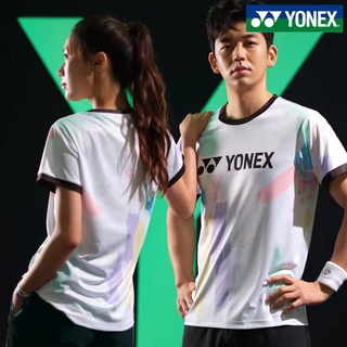 Yonex เสื้อกีฬาแขนสั้น ลายทีมแบดมินตัน เทนนิส สําหรับผู้ชาย และผู้หญิง