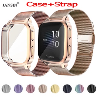 jansin สาย + เคส garmin venu sq 2 สายนาฬิกาสแตนเลส พร้อมเคส สำหรับ garmin venu sq sq 2 music สมาร์ทวอทช์