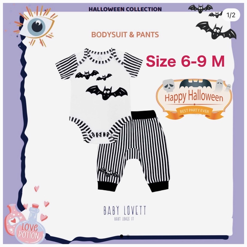 Baby Lovett พร้อมส่ง ชุด Bodysuit &amp;Pants ขนาด 6-9 เดือน Collection Halloween 🎃