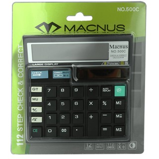 MACNUS  เครื่องคิดเลข NO.500C BLACK CALCULATOR  12 DIGITS  112 STEP   CHECK  &amp; CORRECT