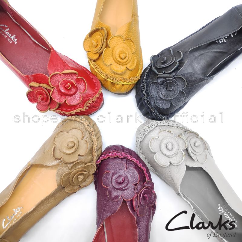 CLARKS Cecille รองเท้าส้นเตี้ยหนังผู้หญิง ไซส์ 36-40
