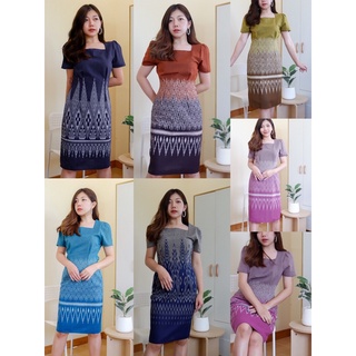 เดรชผ้าไทย พรางหุ่นเอวเอส สาวอวบไซส์ใหญ่ ตัดเย็บเรียบร้อย รั…