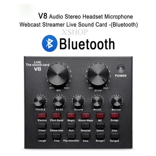 ราคาV8 Audio Stereo Headset Microphone Webcast Streamer Live Sound Card(Bluetooth)V8 BT USBเสียงชุดหูฟังไมโครโฟน Webcast