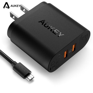 Aukey ที่ชาร์จ USB คู่ PA-T16 ปลั๊ก US ชาร์จเร็ว 3.0 สําหรับ xiaomi 12 13