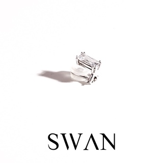 SWAN - Baguette Clip ต่างหูเงินแท้หนีบขาคลิป ไม่ต้องเจาะ ฝังเพชรคิวบิกเซอร์โคเนีย cubic zirconia