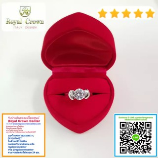 Royal Crown Jewelry Stainless Steel 316L แหวนประดับเพชร CZ ขาว อย่างดี รุ่น The best 1 (สี Silver)