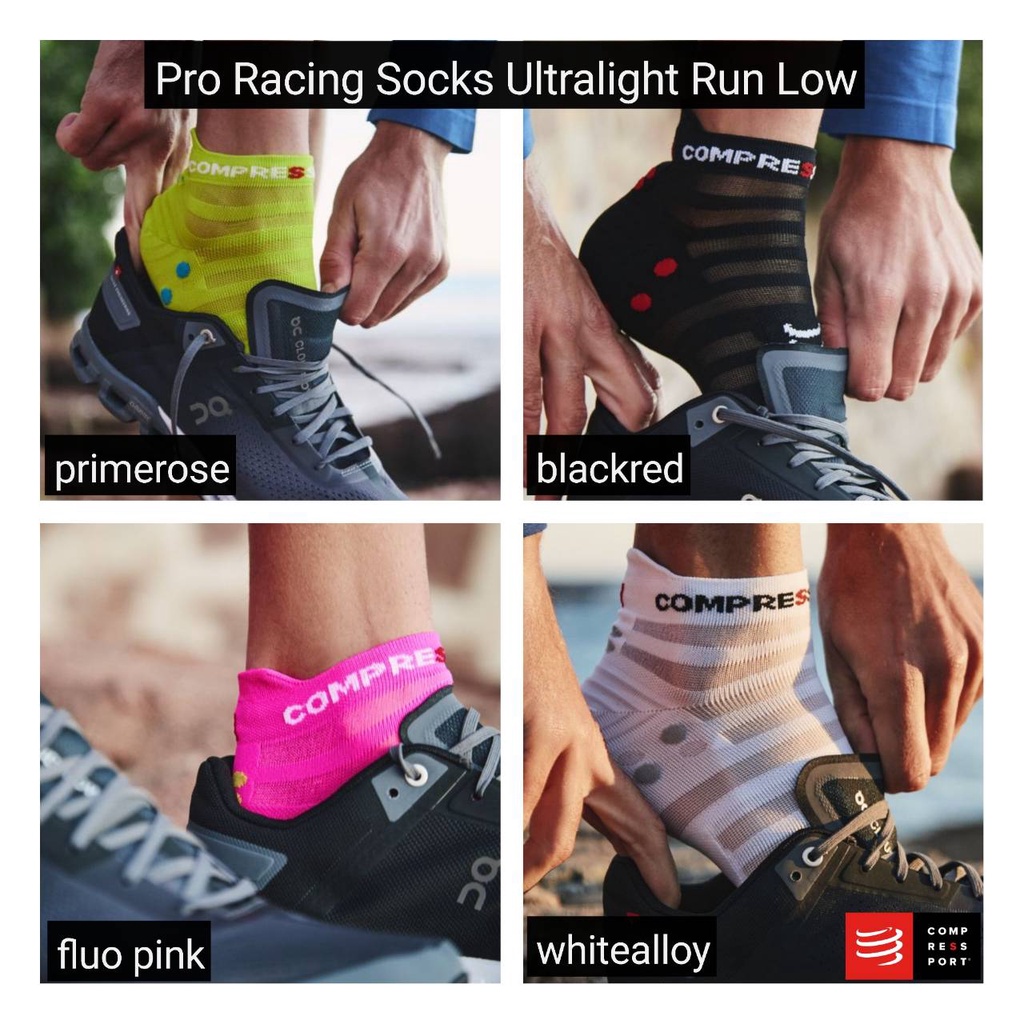 Compressport ถุงเท้าวิ่ง รุ่นบางพิเศษ ข้อสั้น Pro Racing Socks v4.0  Ultralight Run Low เบา 28g