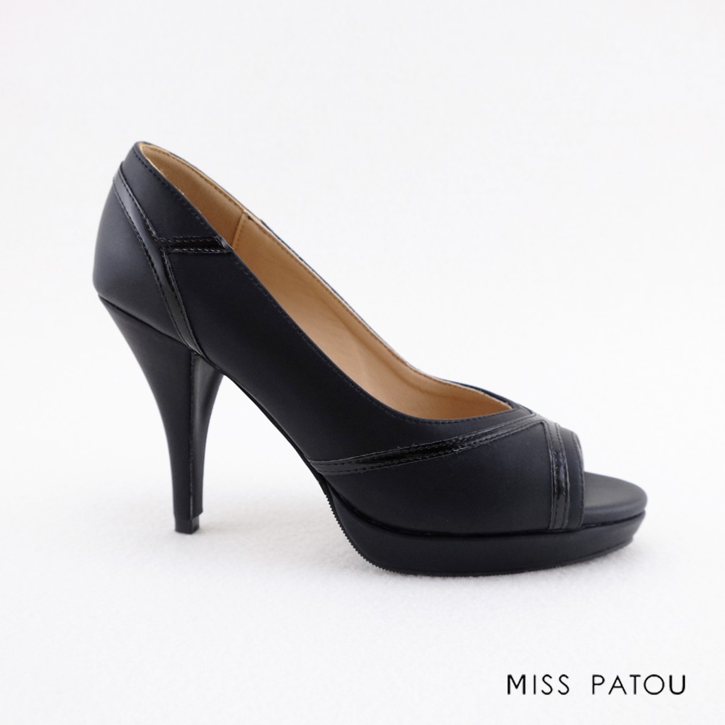 Colour Black MISS PATOU (1P793) รองเท้าคัชชูส้นสูงเล่นลายเส้น