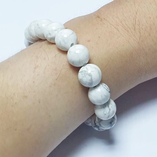 HOWLITE หินฮาวไลท์ หินใจเย็น ขนาด 10 มม. สร้อยข้อมือหินแท้ เกรดพรีเมียม สร้อยข้อมือ ของนำโชค กำไล ZX