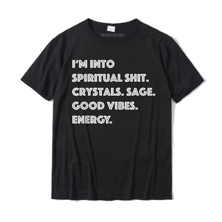 เสื้อยืดลําลอง ผ้าฝ้าย แขนสั้น พิมพ์ลาย Im Into Spiritual  Funny Sage Crystal สําหรับผู้ชายS-5XL