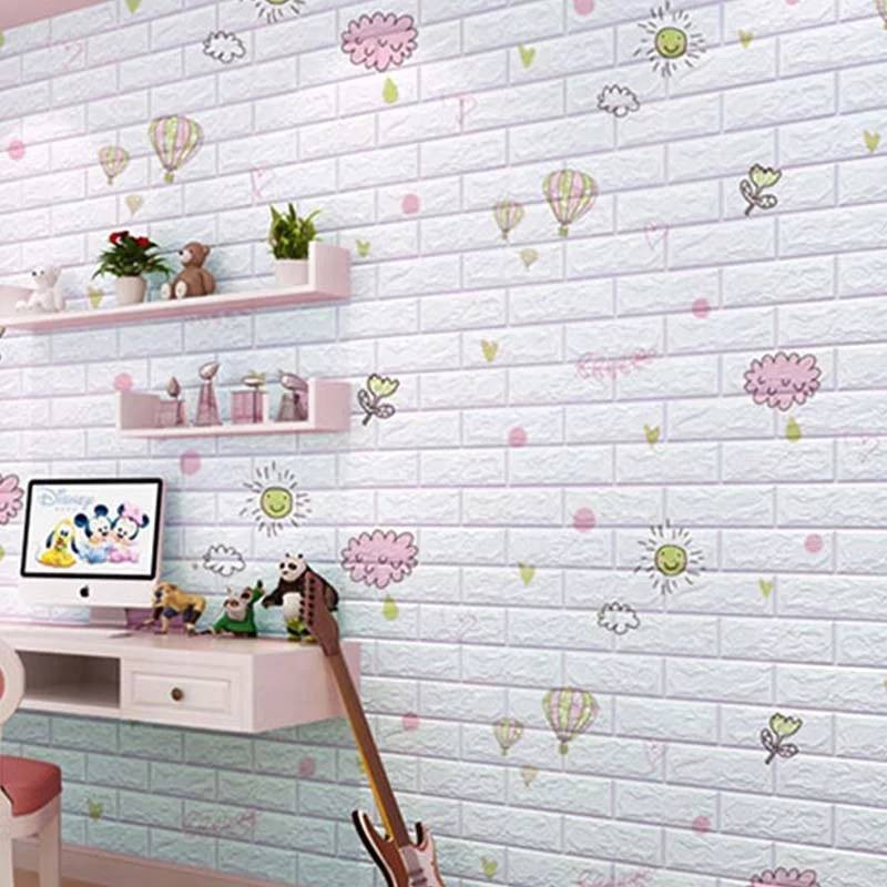 ✔wallpaper ติดผนังสีพื้น ถูกสุด ลายน่ารักวอลเปเปอร์ติดผนัง 3 มิติ แผ่นใหญ่ มีกาวในตัว สติ๊กเกอร์ติดผ