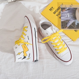 ☽ มีสินค้า 🌻🌻รองเท้าผ้าใบทรงสูง  รองเท้าผ้าใบแฟชั่นผู้หญิง รองเท้าแฟชั่น