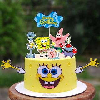 อุปกรณ์ตกแต่งเค้กวันเกิดลายการ์ตูน Spongebob