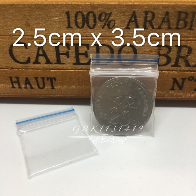 ถุงซิปล็อคพลาสติก 2.5ซม. x 3.5ซม