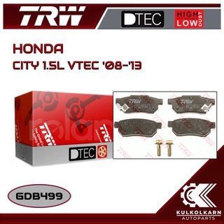 ผ้าเบรคหลัง TRW สำหรับ HONDA CITY 1.5L VTEC 08-13 (GDB499)