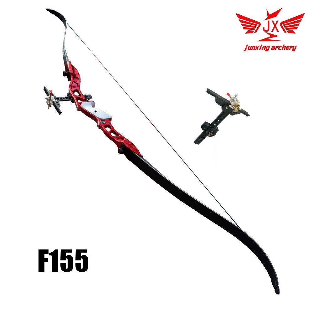 [มือขวา RH] RED ธนู Junxing F155 American Recurve Target Hunting Bow [Aluminum + Fiberglass Limbs] Include Classic Sig