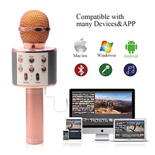 ไมค์บลูทูธWS-858 WirlessMicrophoneKaraokeไมค์บลูทูธอัดเสียงได้ พร้อมส่งไมโครโฟนไร้สายแบบพกพาลำโพงเครื่องขยายเสียง