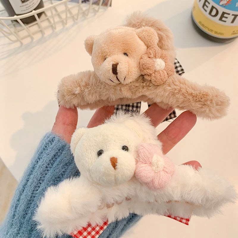 กิ๊บติดผม รูปตุ๊กตาหมี ขนาดใหญ่ แฟชั่นฤดูใบไม้ร่วง และฤดูหนาว สไตล์เกาหลี สําหรับผู้หญิง 2022