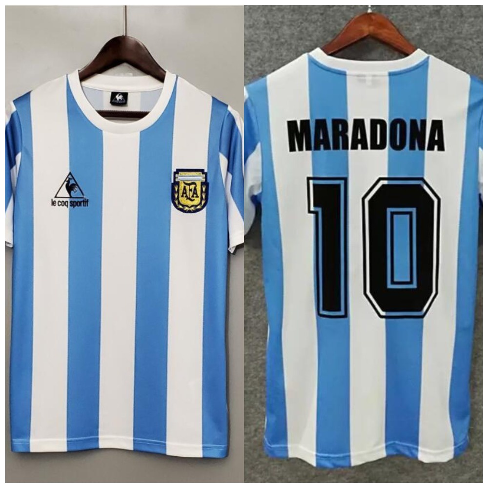 เสื้อกีฬาแขนสั้น ลายทีมชาติฟุตบอล Argentina Maradona 1986 ชุดเหย้า สําหรับผู้ชาย