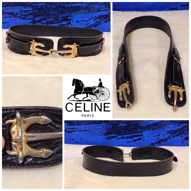 🎗: CELINE Black Leather Belt Vintage แท้💯%
