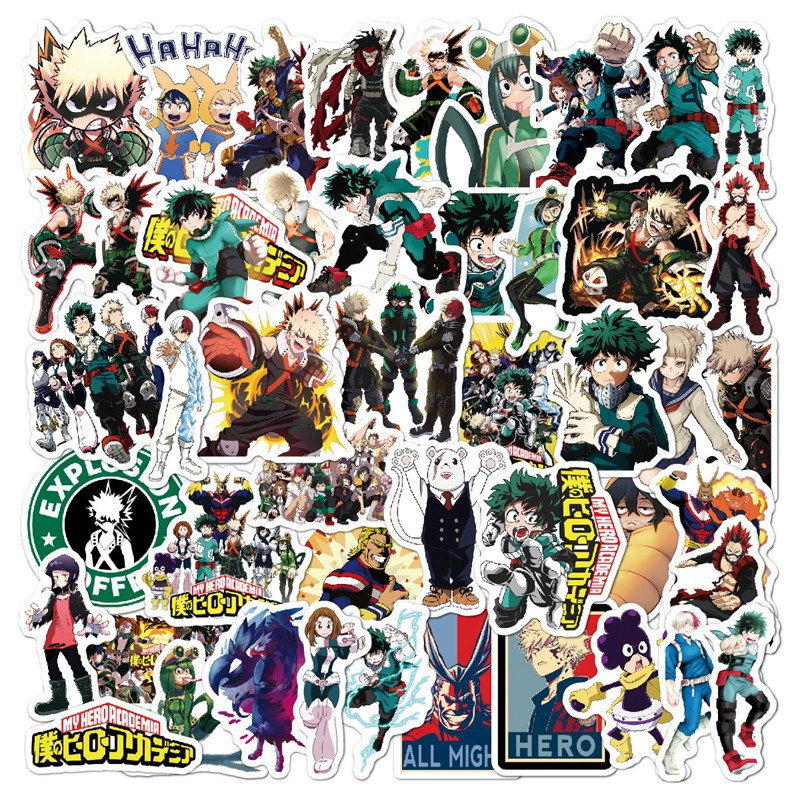 100/50/25/10Pcs My Hero Academia Japan Anime Stickers for Laptop Skateboard Character Decals