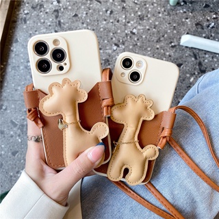 เคสโทรศัพท์มือถือหนัง ลายยีราฟ พร้อมสายสะพาย และช่องใส่บัตร สําหรับ oppo A92 F3 F5 F7 F9 F11 PRO RENO 6Z 2 2Z 2F 4 5 PRO