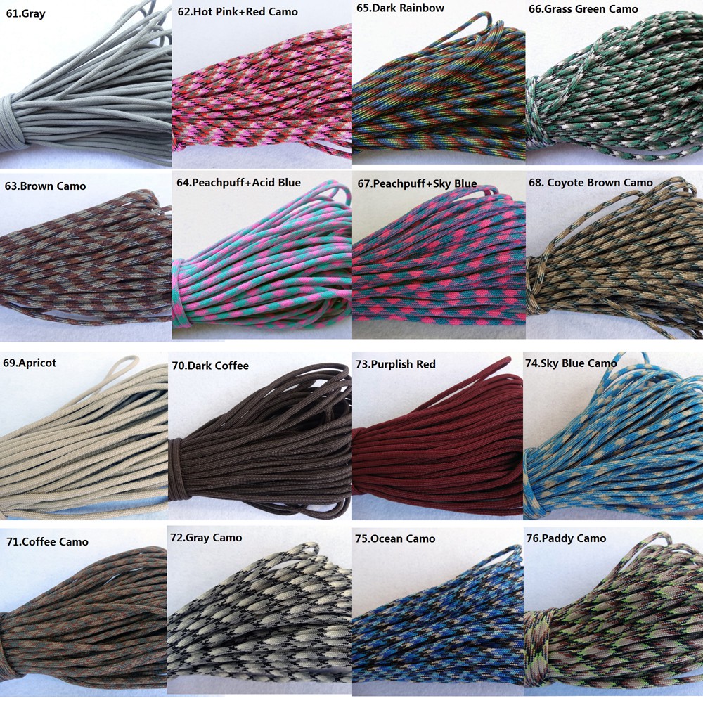 1pcs 550 Paracord Parachute Cord Lanyard Mil Spec Type III 7 Strand Core 100 FT 108 สีสําหรับสร้อยข้อมือ Paracord 61-80