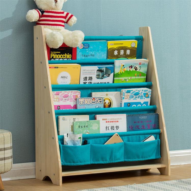 Solid wood painted book shelf, children's floor book shelf, baby