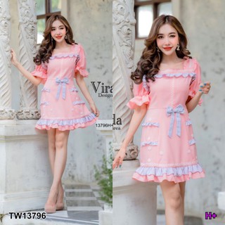 QA13796👗Dress เดรสแขนพอง👗อ่านรายละเอียดก่อนสั่ง👇