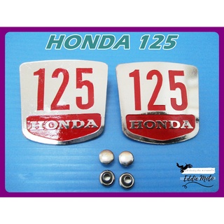 HONDA 125 SIDE COVER LOGO "ALUMINIUM" (LH&amp;RH) SET  // โลโก้ฝากระเป๋าข้าง HONDA 125 อลูมิเนียม อักษรสีแดง สินค้าคุณภาพดี