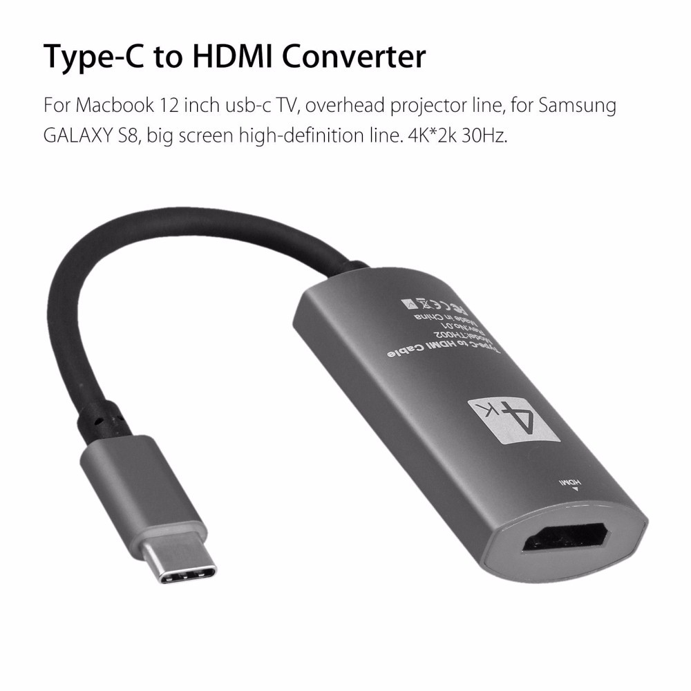 ForceSthrength Câble Adaptateur HDTV USB-C de Type C à HDMI pour Samsung Note 8 Note 9 S9 S8 