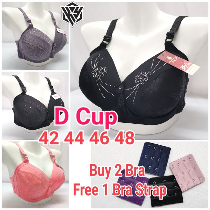 1206|D Cup Plus ขนาด 42-48 ผู้หญิงs เต็มถ้วยผ้าฝ้าย Non แบบมีสาย Bra No Dawai Bra Baju Dalam Wanita 