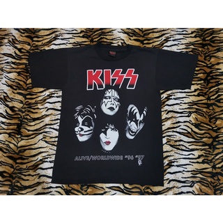 เสื้อยืดวงร็อค ⚡⚡ KISS ROSE Alive Worldwide Tour⚡⚡ เสื้อวินเทจงานใหม่ทำเก่า ป้าย BROCKUM