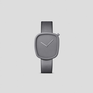 นาฬิกาข้อมือชายหญิง,Minimal,PEBBLE 04 STONE GREY TITANIUM-COATED STEEL ON GREY ITALIAN LEATHER