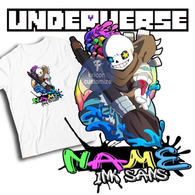 Underverse Tshirt x Undertale Ink Sans & Error Sans อะนิเมะเสื้อยืดผ้าฝ้ายเด็กแฟชั่นที่กําหนดเองเพิ่