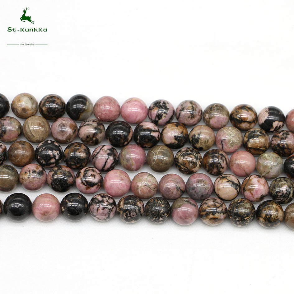 ลูกปัด St.kunkka Lace Rhodonite Spacer - หินธรรมชาติ สีดํา (1 เส้น/ล็อต)