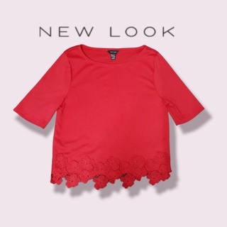 New Look : Red top with lace trim