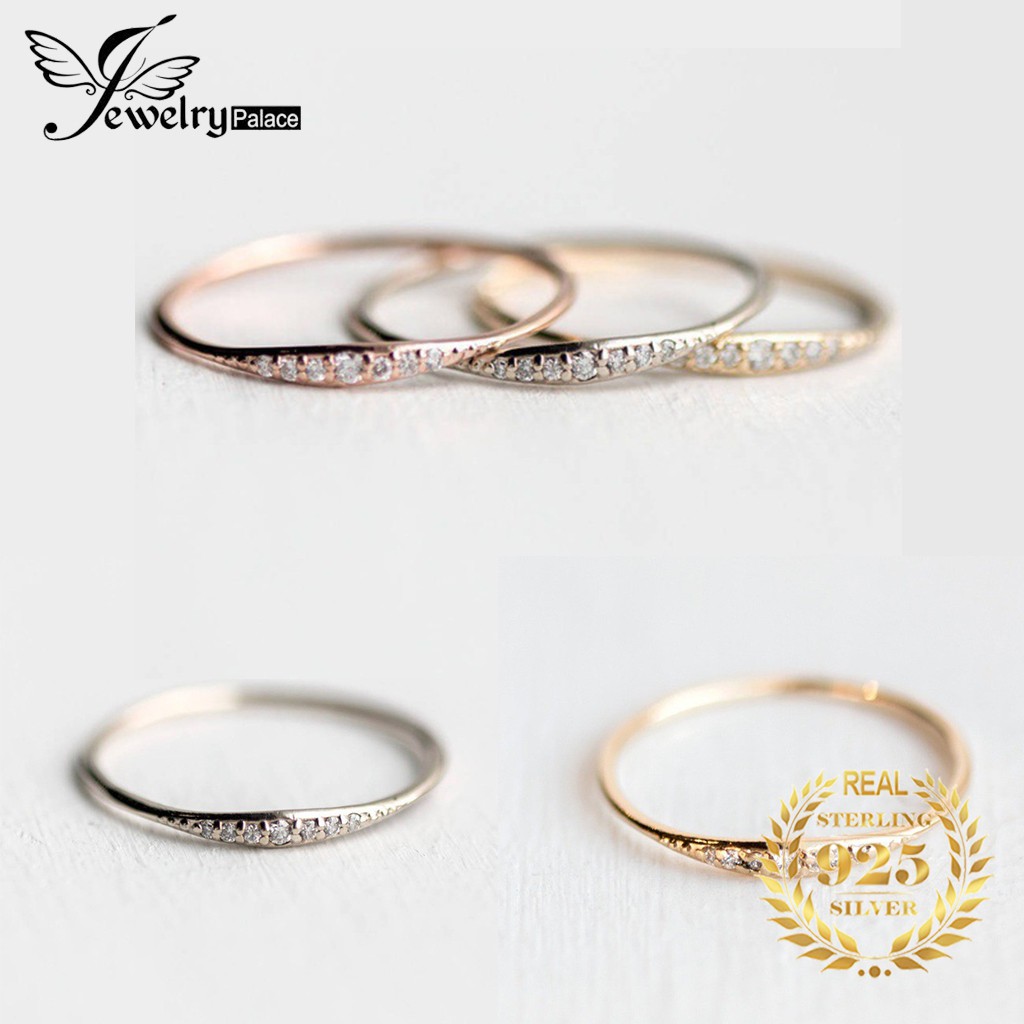 เงิน92.5% แหวนเงินแท้สำหรับผู้หญิงที่เรียบง่ายแหวนเพชรเครื่องประดับแฟชั่นเครื่องประดับ