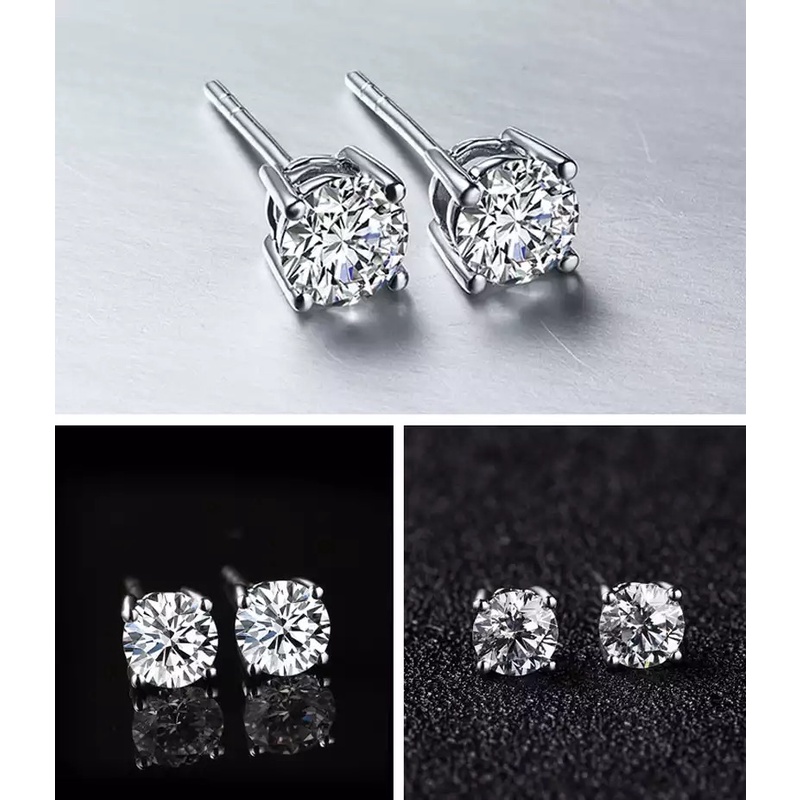 ต่างหูเงินแท้เพชรCZ งานเกรดดี AAA+ เพชรขาวใสเงา (ราคา 1คู่)  ทำจากเงินแท้ 92.5% ตามมาตฐานสากล - รูปที่ 4