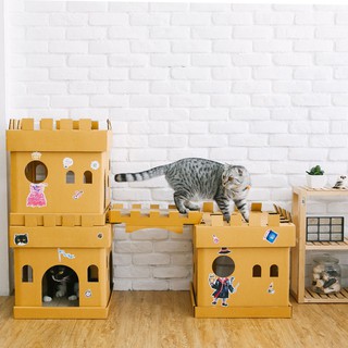 KAFBO CASTLE CUBE 3 PCS SET ปราสาทบ้านกล่อง ชุด 3 ชิ้น (ฟรี! สะพานเชื่อม) ปราสาทแมว ที่ลับเล็บแมว ของเล่นแมว