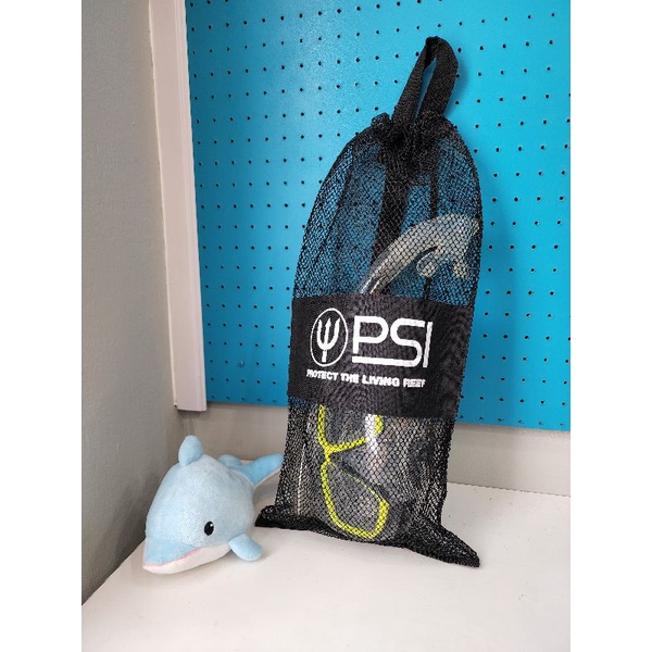 กระเป๋าสำหรับใส่หน้ากากดำน้ำ ท่อสน็อกเกิ้ล ผ้าตาข่าย PSI Mesh Protect the reef Size S