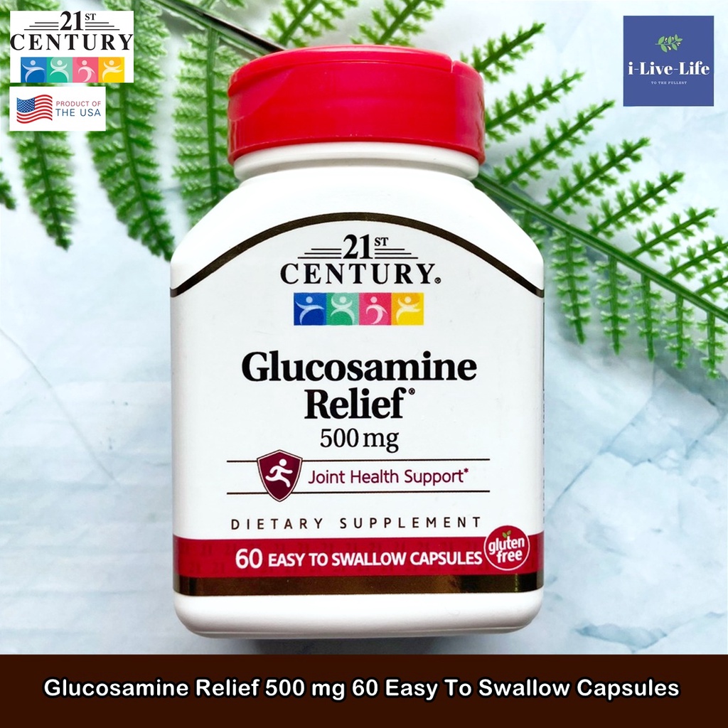 กลูโคซามีน Glucosamine Relief 500 mg 60 Easy To Swallow Capsules - 21st Century