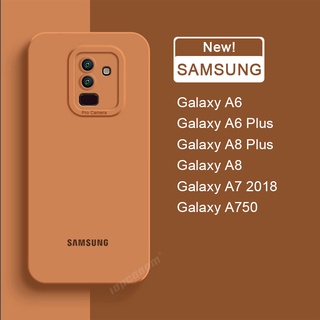 ของแท้ อย่างเป็นทางการ เคสซิลิโคนนิ่ม ของเหลว Samsung Galaxy A8 Plus A6 A7 2018 A750 A6+ A8+ เคสโทรศัพท์ กันกระแทก